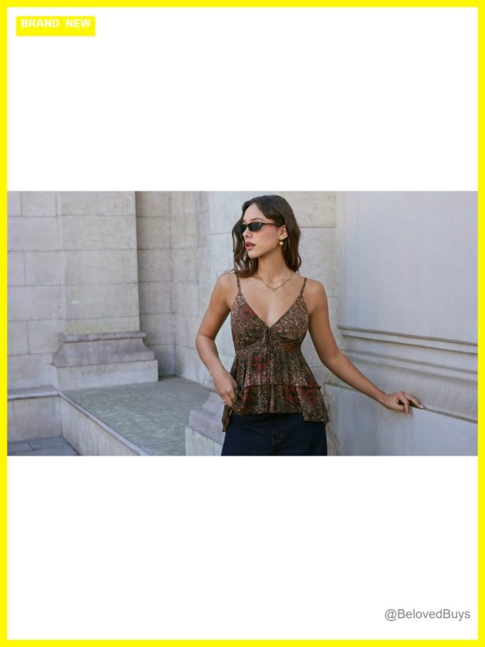 Mesh Asymmetrical Hem Tank Top Sleeveless V-Neck Going Out - Picture 6 of 6